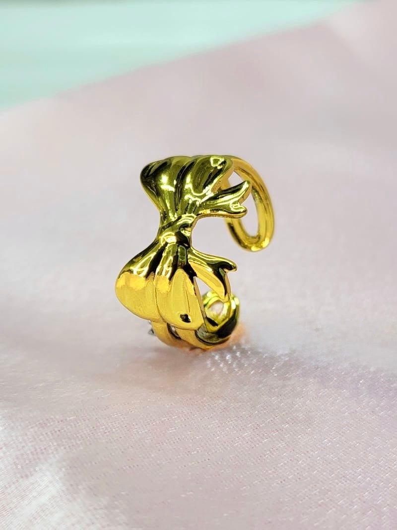 Lunelle Gold Plated Stainless Steel Bow Ring for Women | Adjustable Waterproof Anti-Tarnish Ring