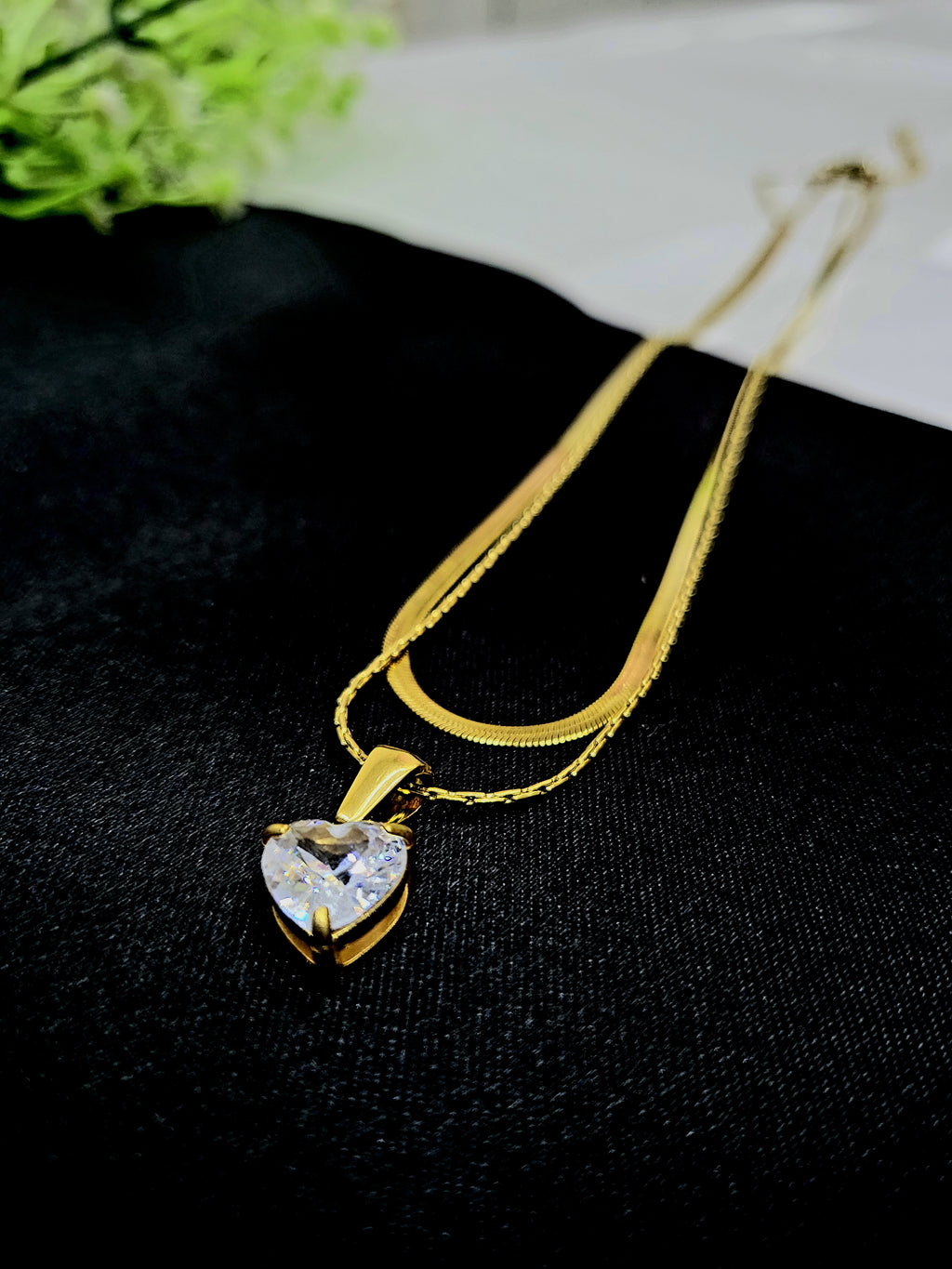 Dainty Heart 2 Layer Solitaire Chain