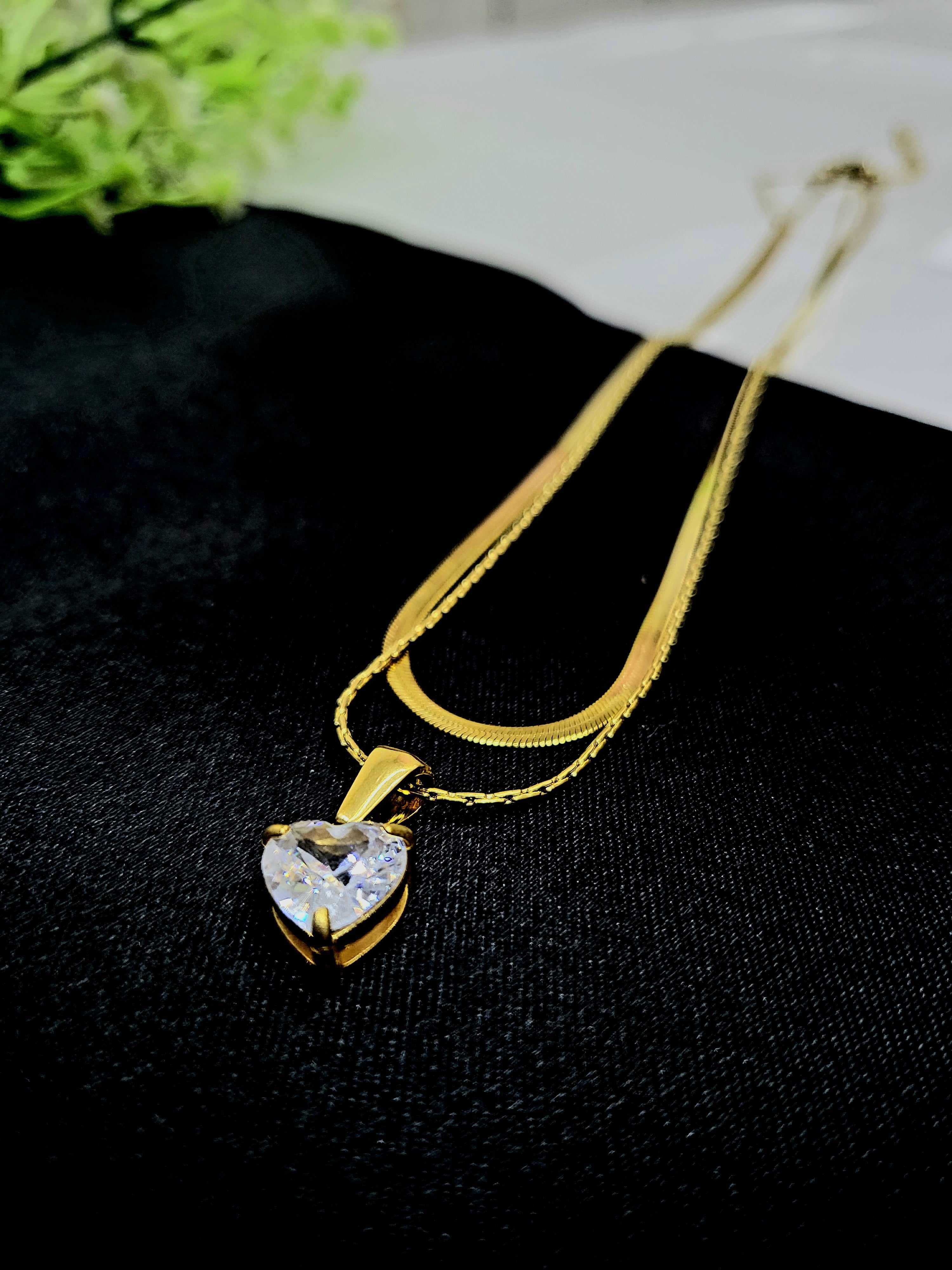 Dainty Heart 2 Layer Solitaire Chain