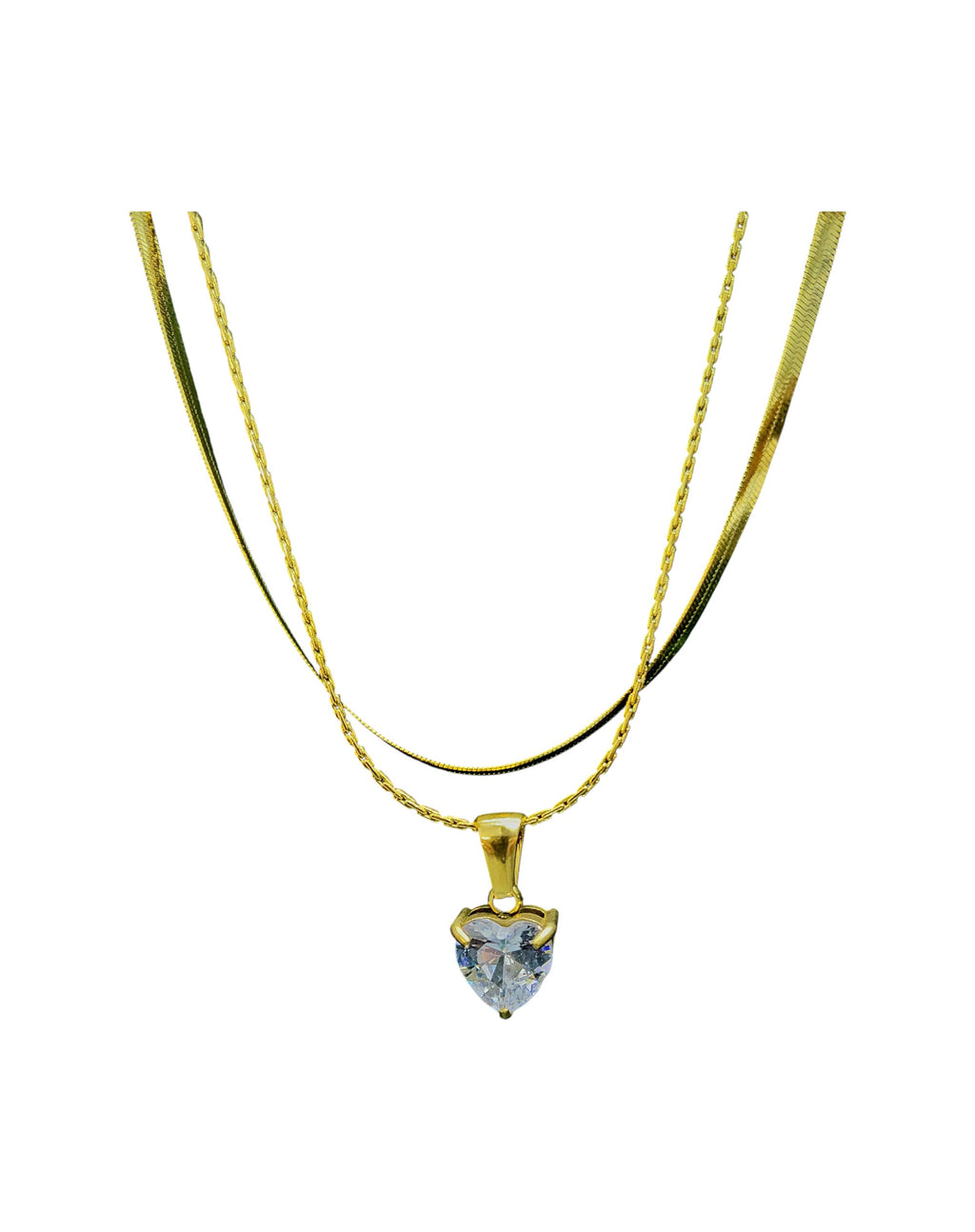 Dainty Heart 2 Layer Solitaire Chain