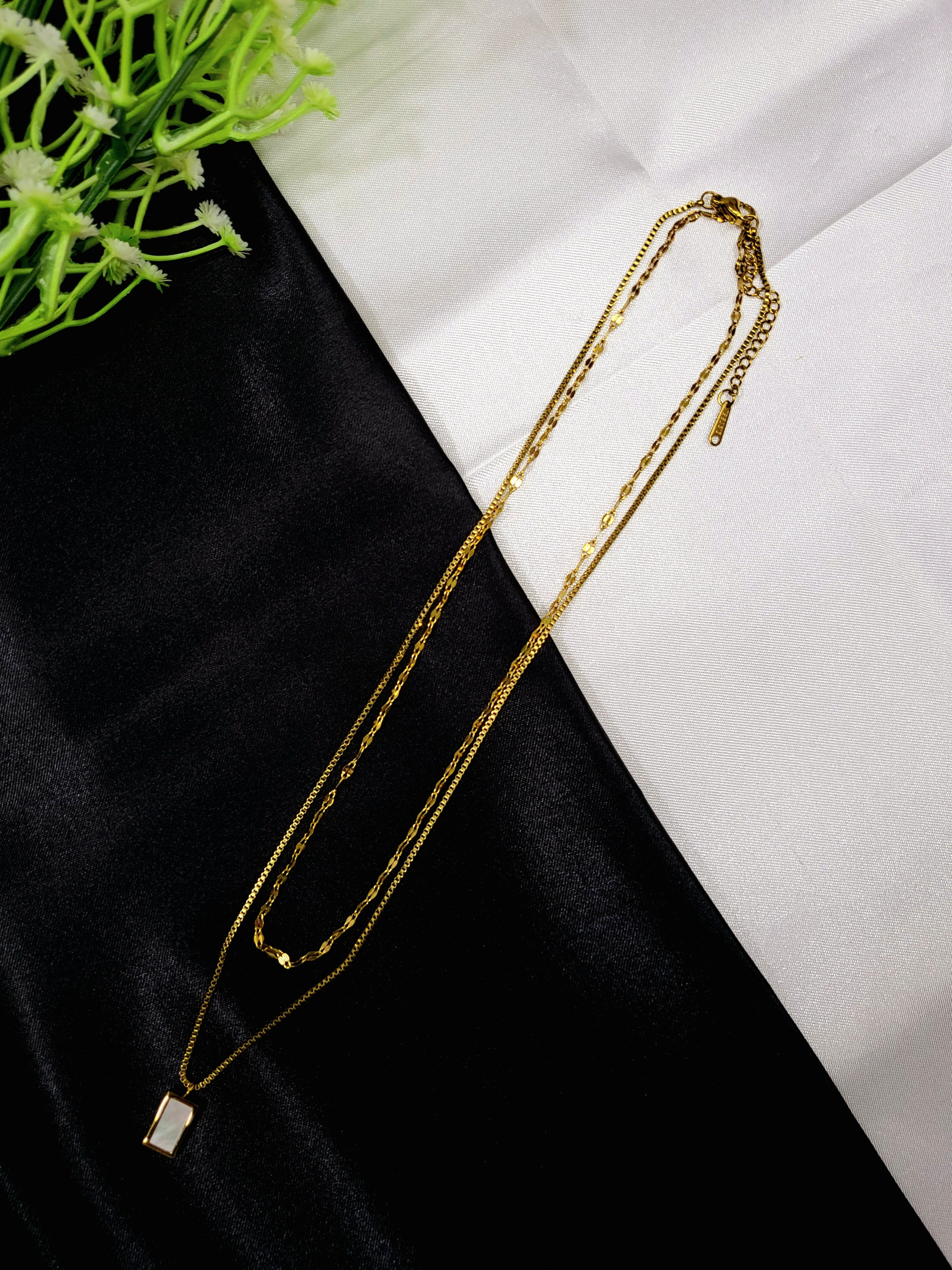 Aurea Dual-Layer Reversible Necklace in Stainless Steel | 18KT Gold Plated | Fashion Jewellery