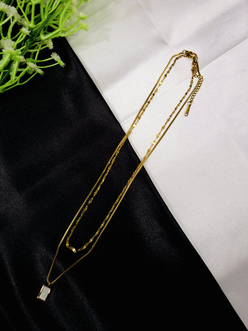 Aurea Dual-Layer Reversible Necklace in Stainless Steel | 18KT Gold Plated | Fashion Jewellery
