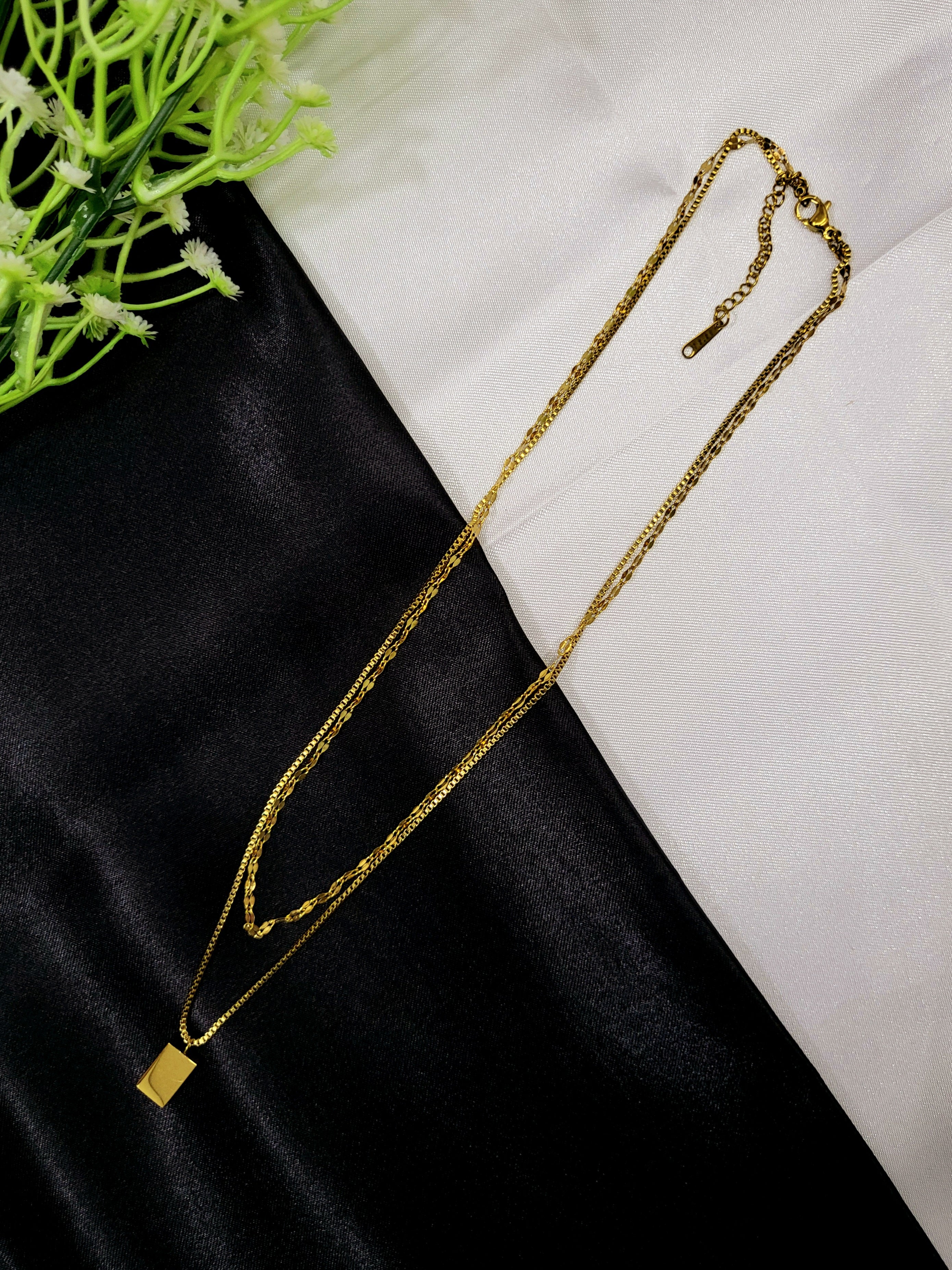 Aurea Dual-Layer Reversible Necklace in Stainless Steel | 18KT Gold Plated | Fashion Jewellery