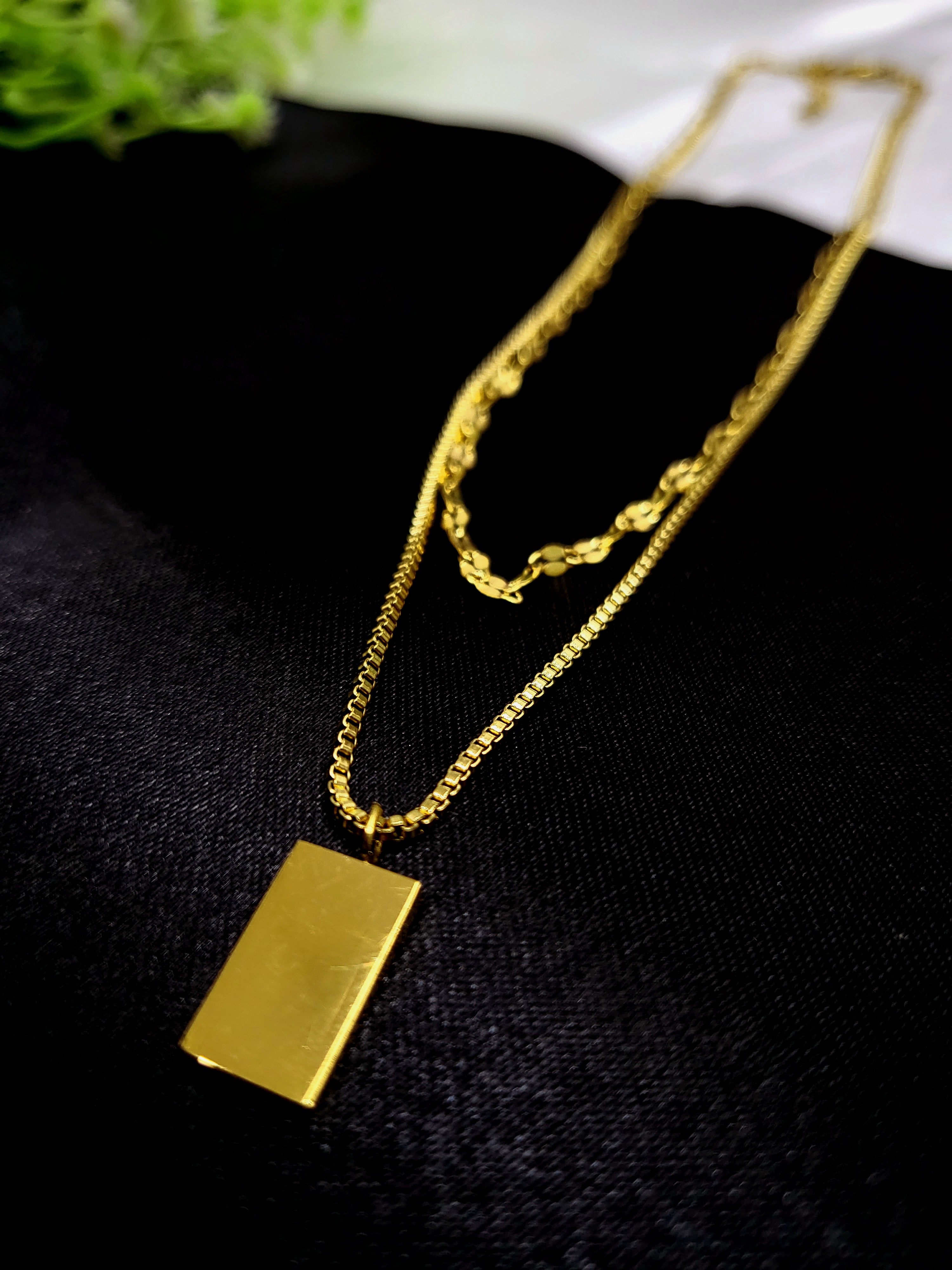 Aurea Dual-Layer Reversible Necklace in Stainless Steel | 18KT Gold Plated | Fashion Jewellery