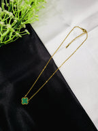 Orvyn Clover Pendant Set for Women | Green Clover Gold-Plated Stainless Steel Necklace & Earrings Set | Luxury Everyday Jewellery