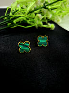 Orvyn Clover Pendant Set for Women | Green Clover Gold-Plated Stainless Steel Necklace & Earrings Set | Luxury Everyday Jewellery
