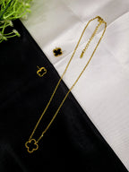 Lorvyn Clover Pendant Set for Women | Premium Stainless Steel Gold-Plated Necklace & Stud Earrings Set | Tarnish Resistant Jewellery
