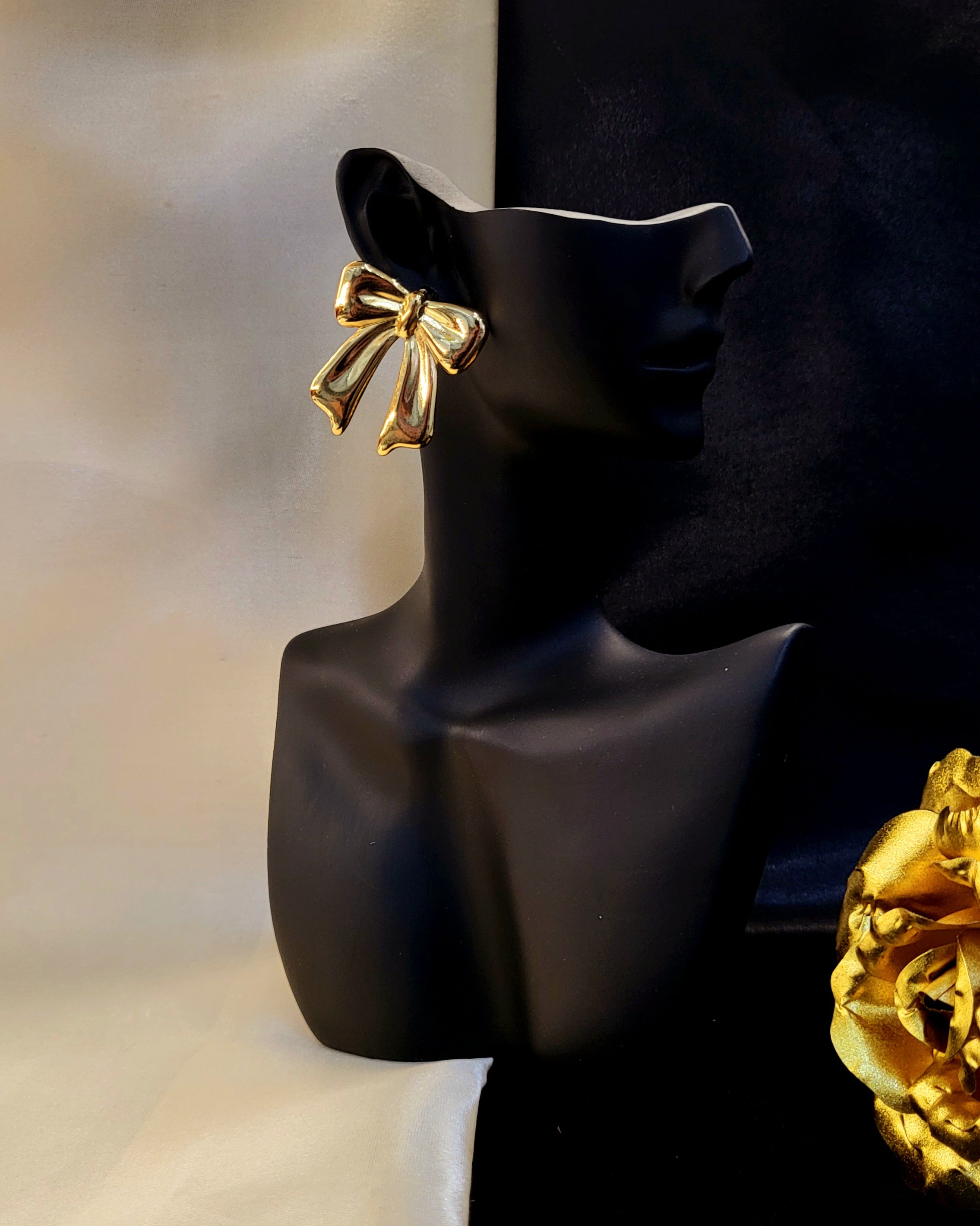 Charme Gold Bow Earrings | Everyday Elegance, Anti-Tarnish