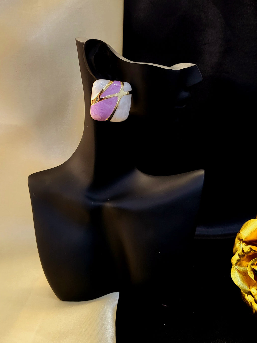 Verde Mosaic Purple Gold-Plated Statement Earrings
