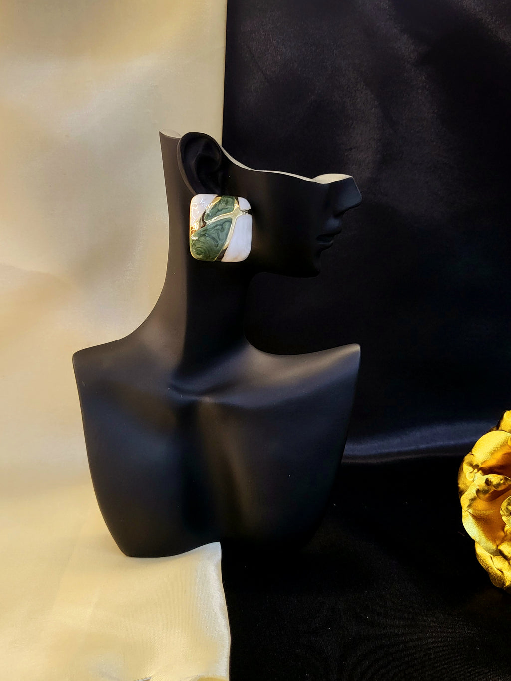 Verde Mosaic Purple Gold-Plated Statement Earrings