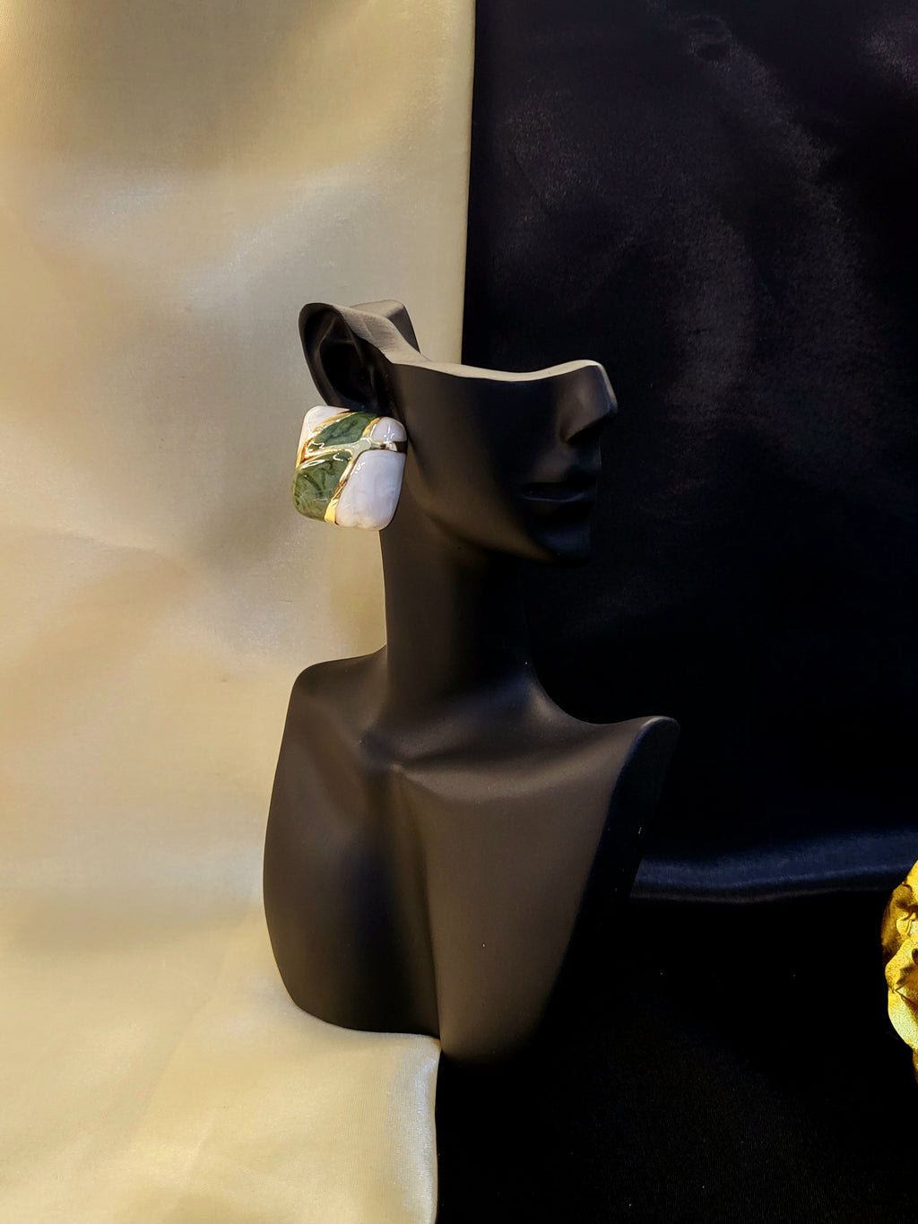 Verde Mosaic Gold-Plated Statement Earrings