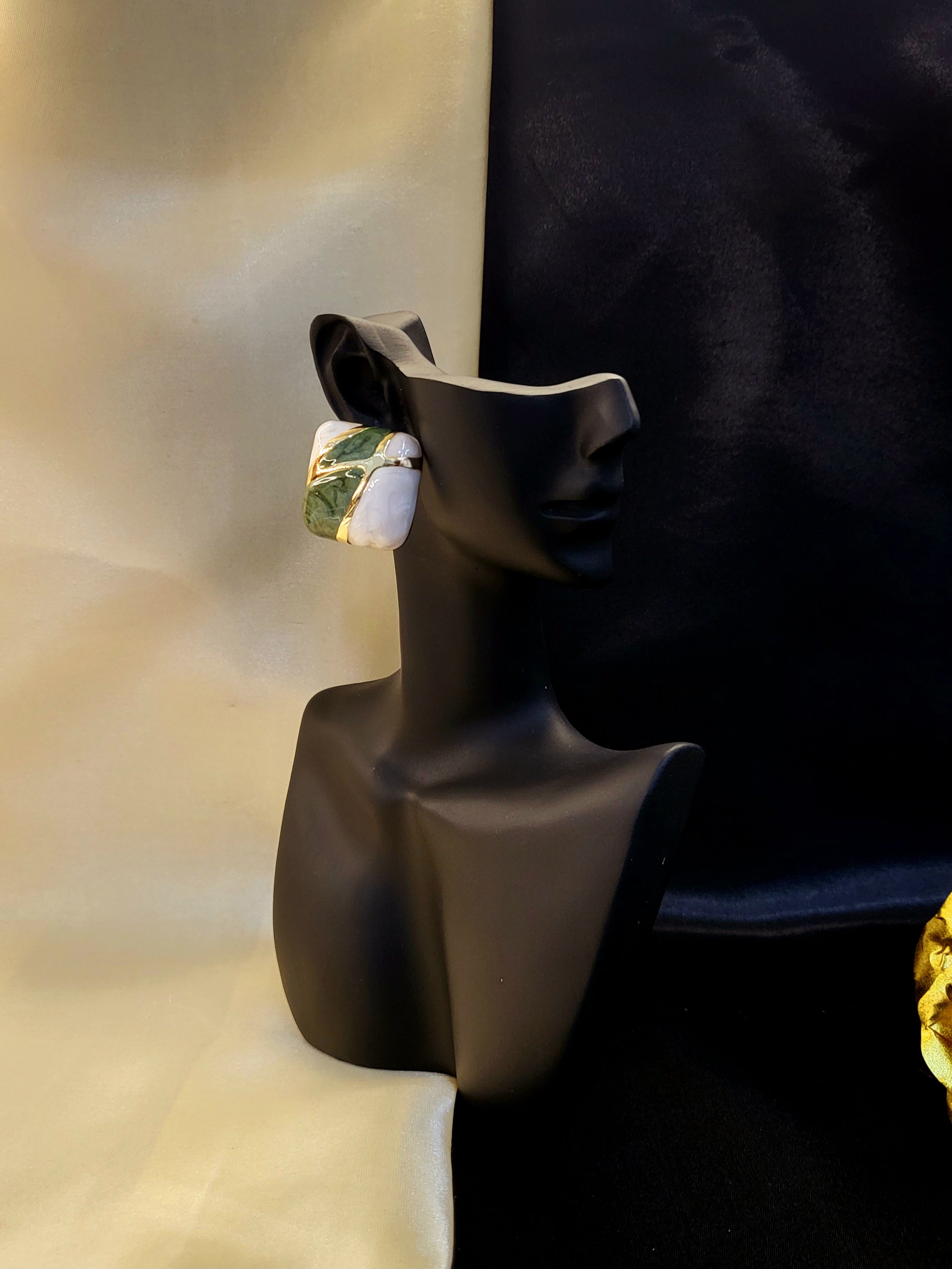 Verde Mosaic Gold-Plated Statement Earrings