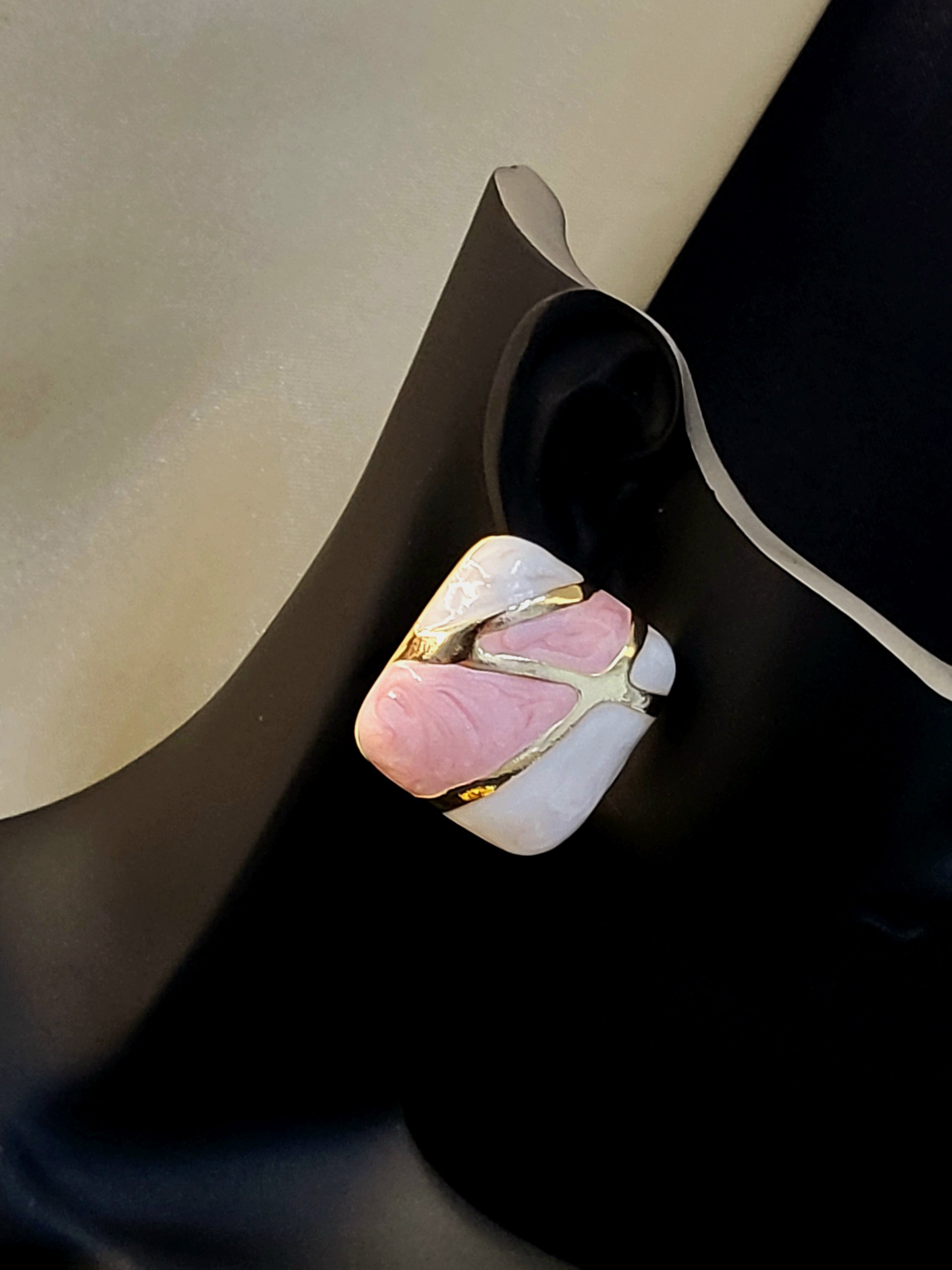 Verde Mosaic Pink Gold-Plated Statement Earrings