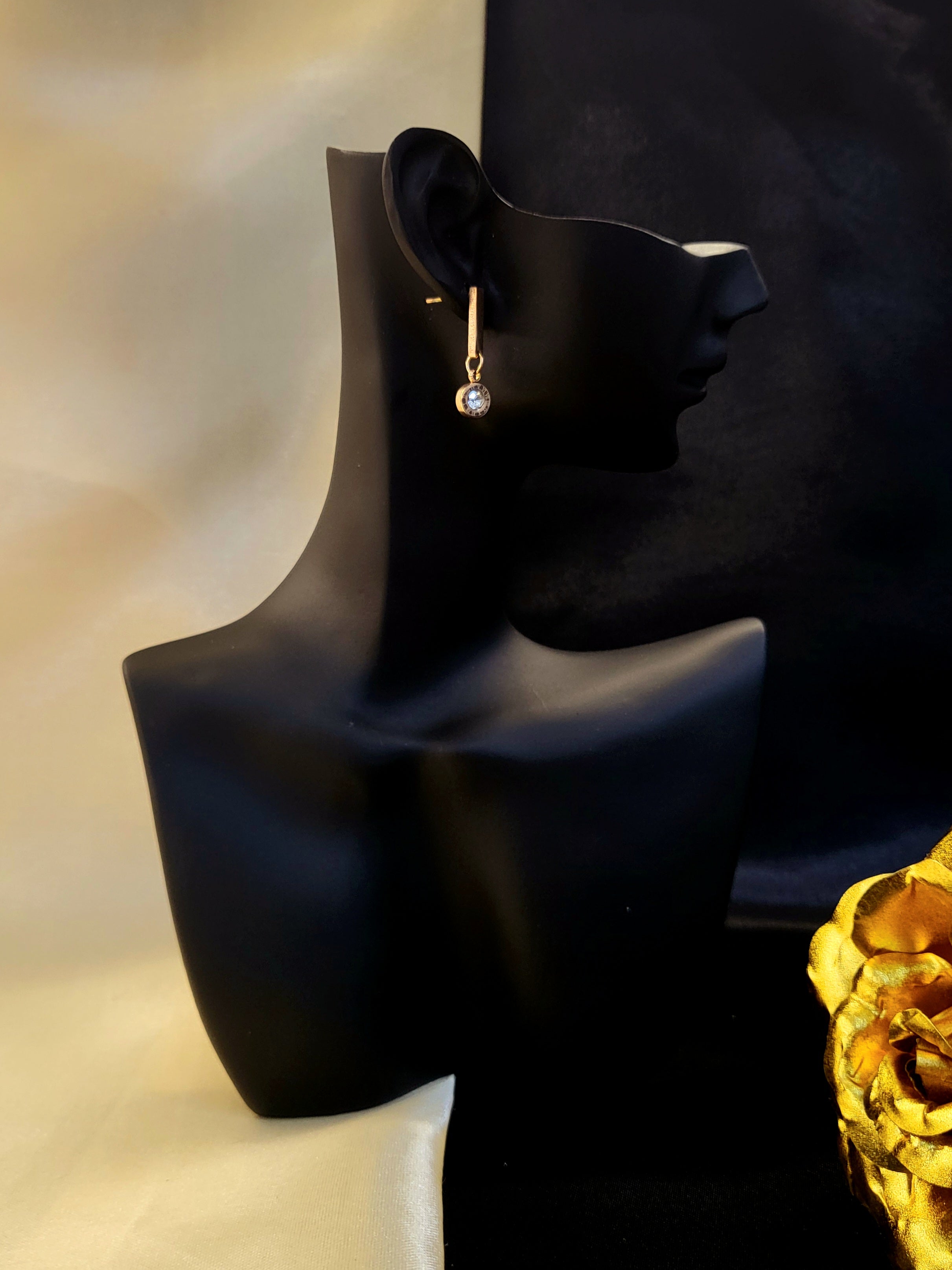 Stellar Rose Gold Roman Crystal Drop Earrings