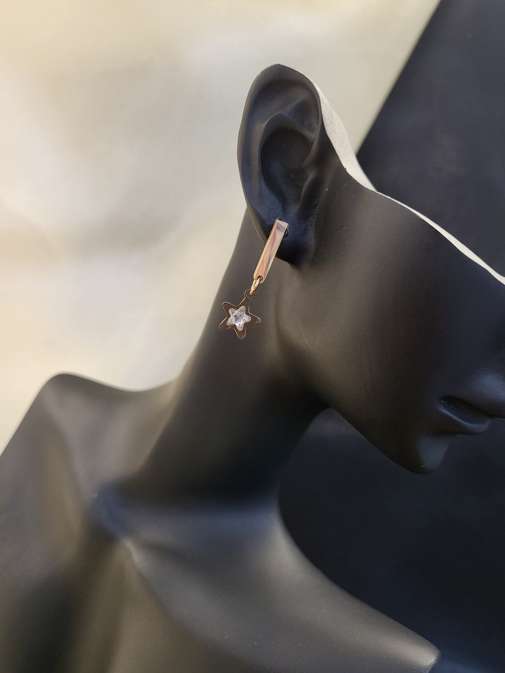 Stellar Rose Gold Crystal Star Drop Earrings
