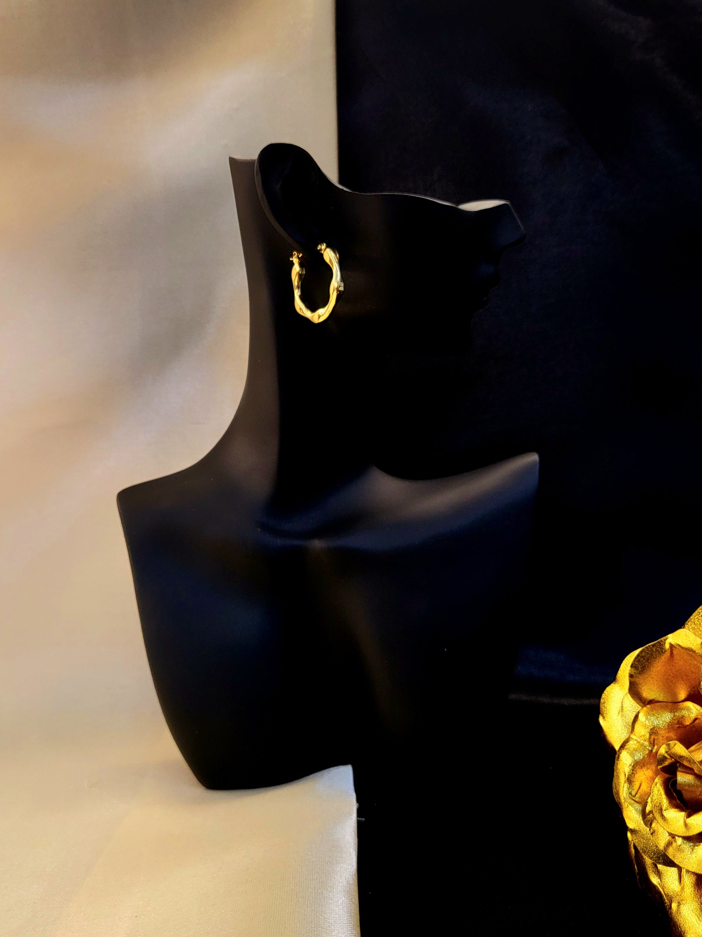 Elara Pinched Gold Hoops