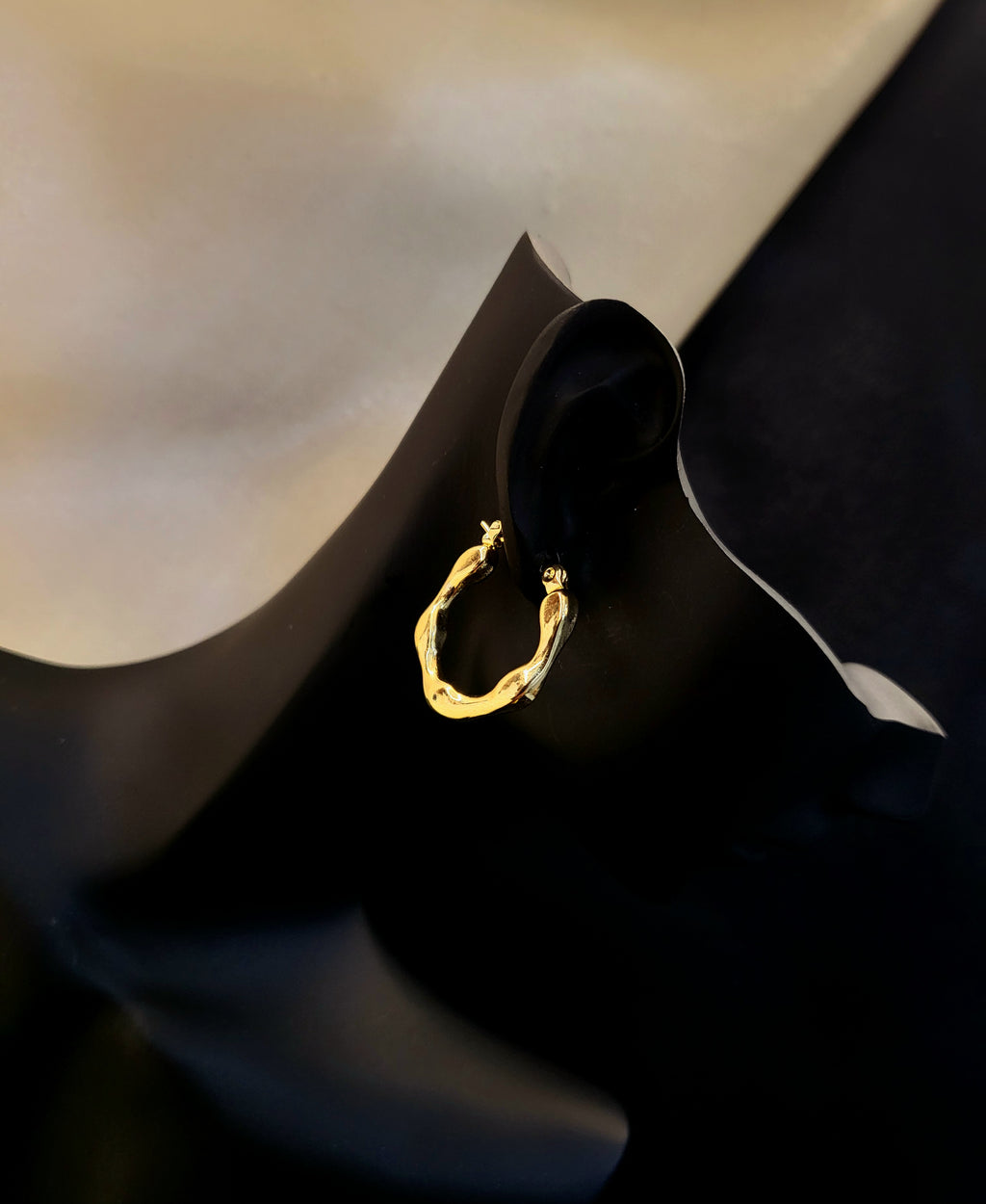Elara Pinched Gold Hoops