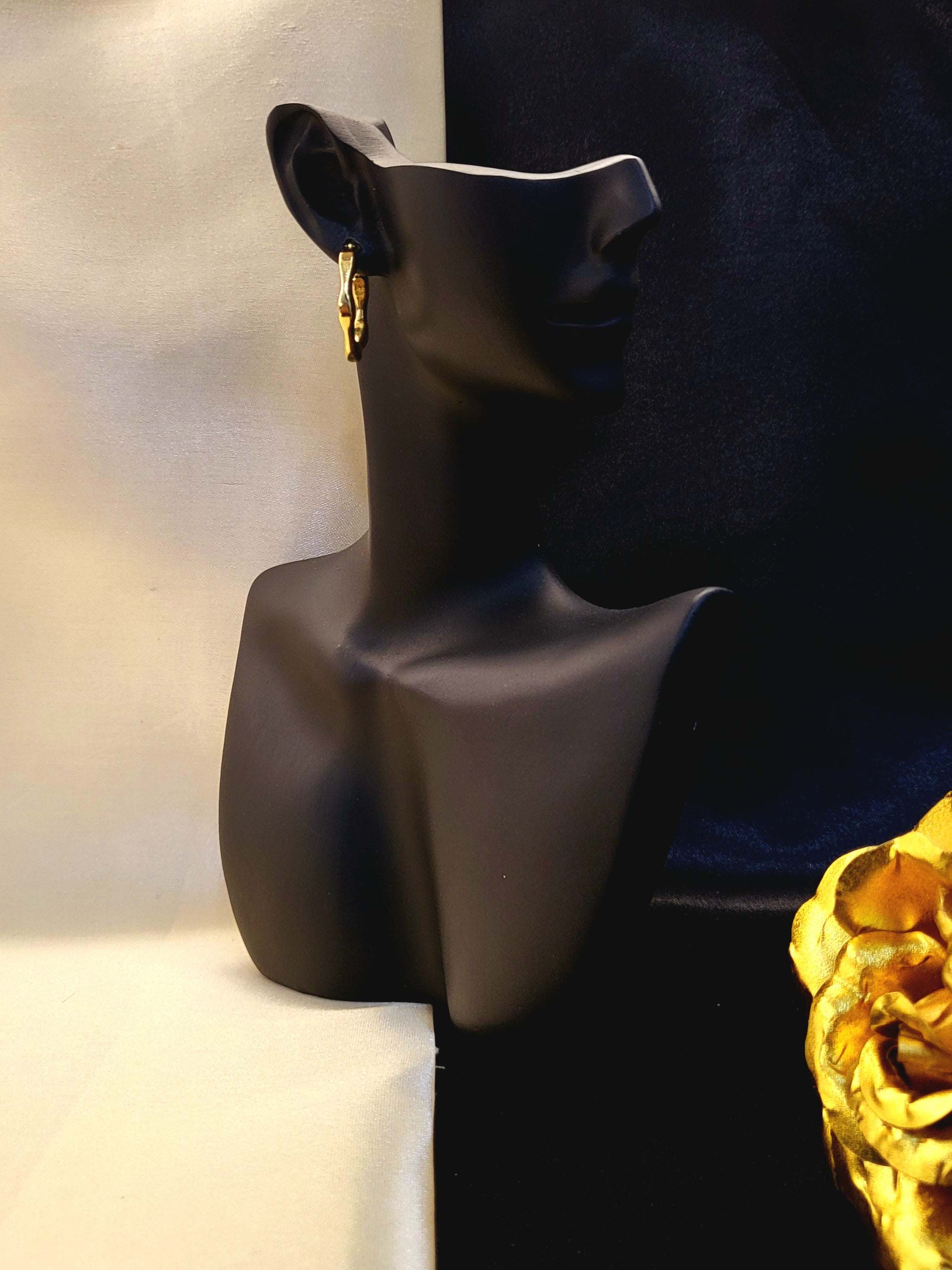 Elara Pinched Gold Hoops