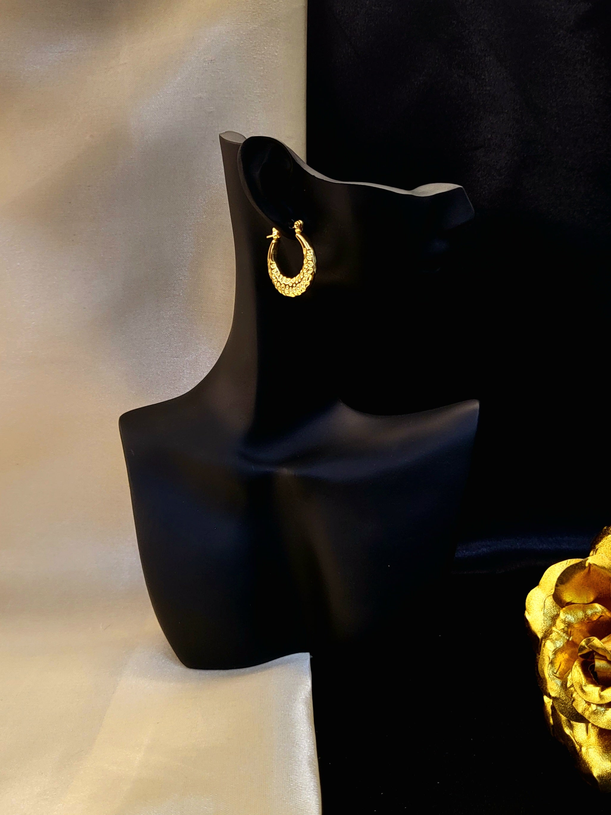 D'Or Classic Hammered Gold Hoops