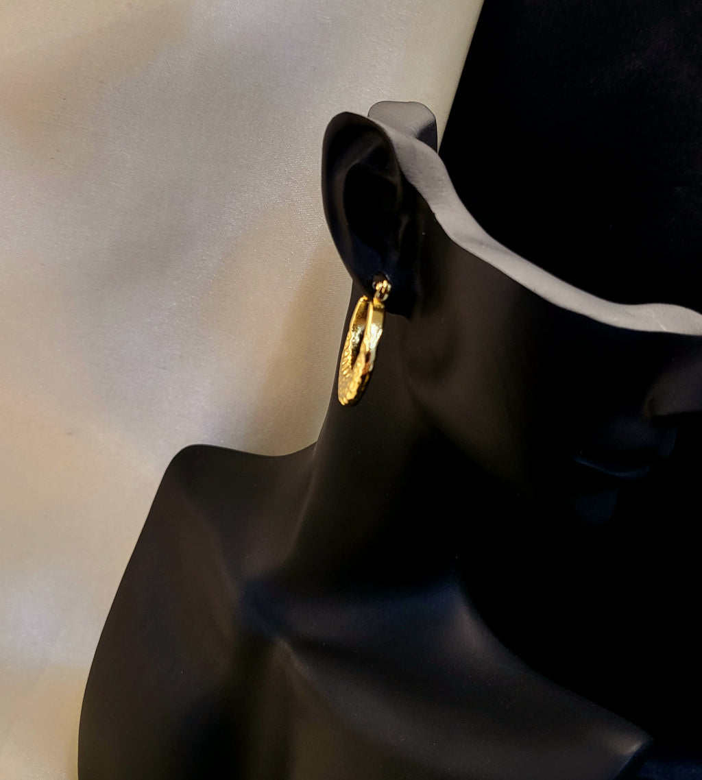 D'Or Classic Hammered Gold Hoops