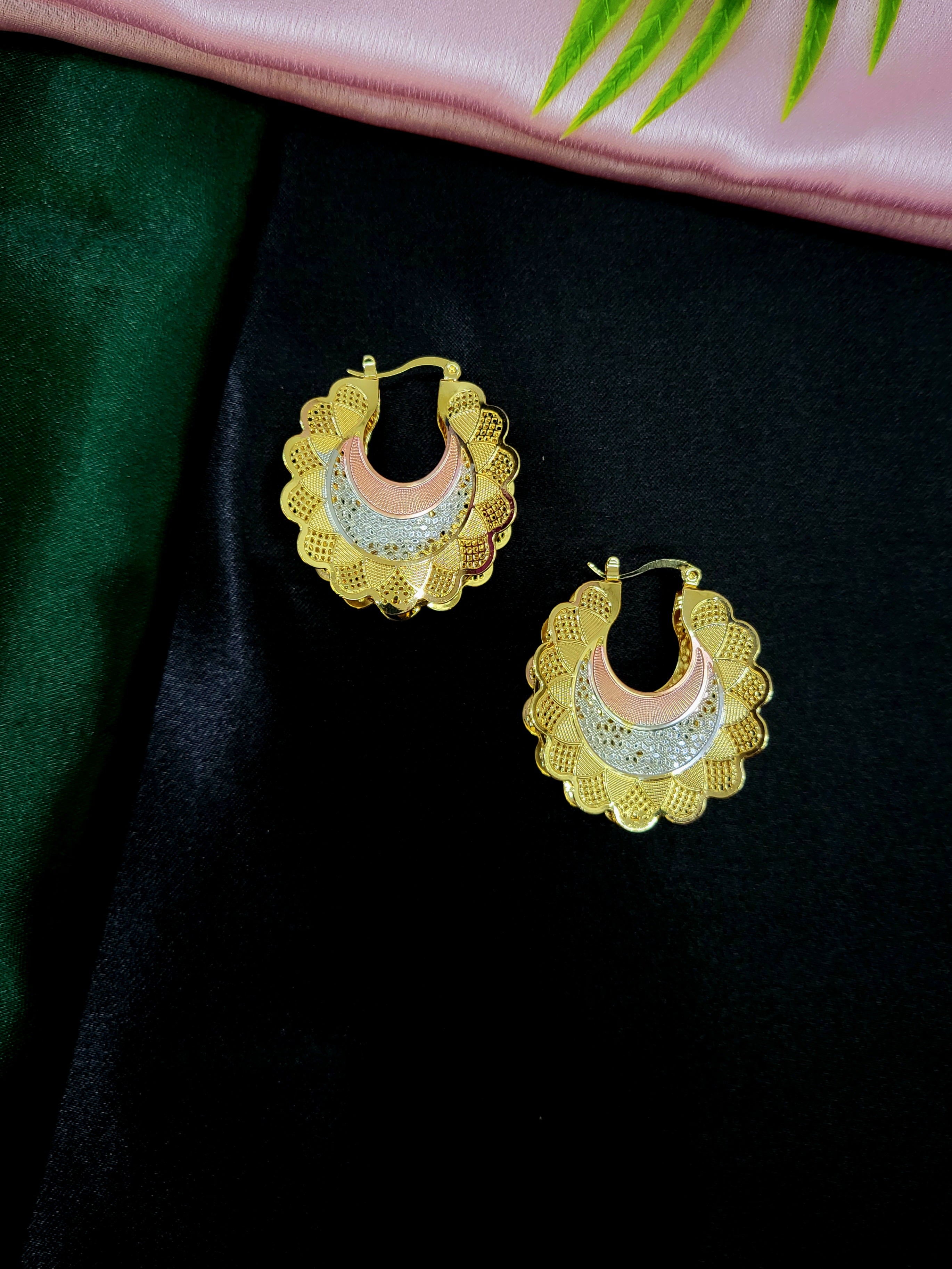 Trio Bloom 3-Tone Floral Earrings