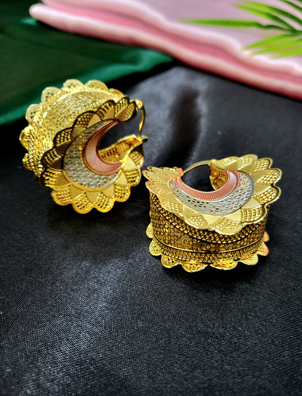 Trio Bloom 3-Tone Floral Earrings