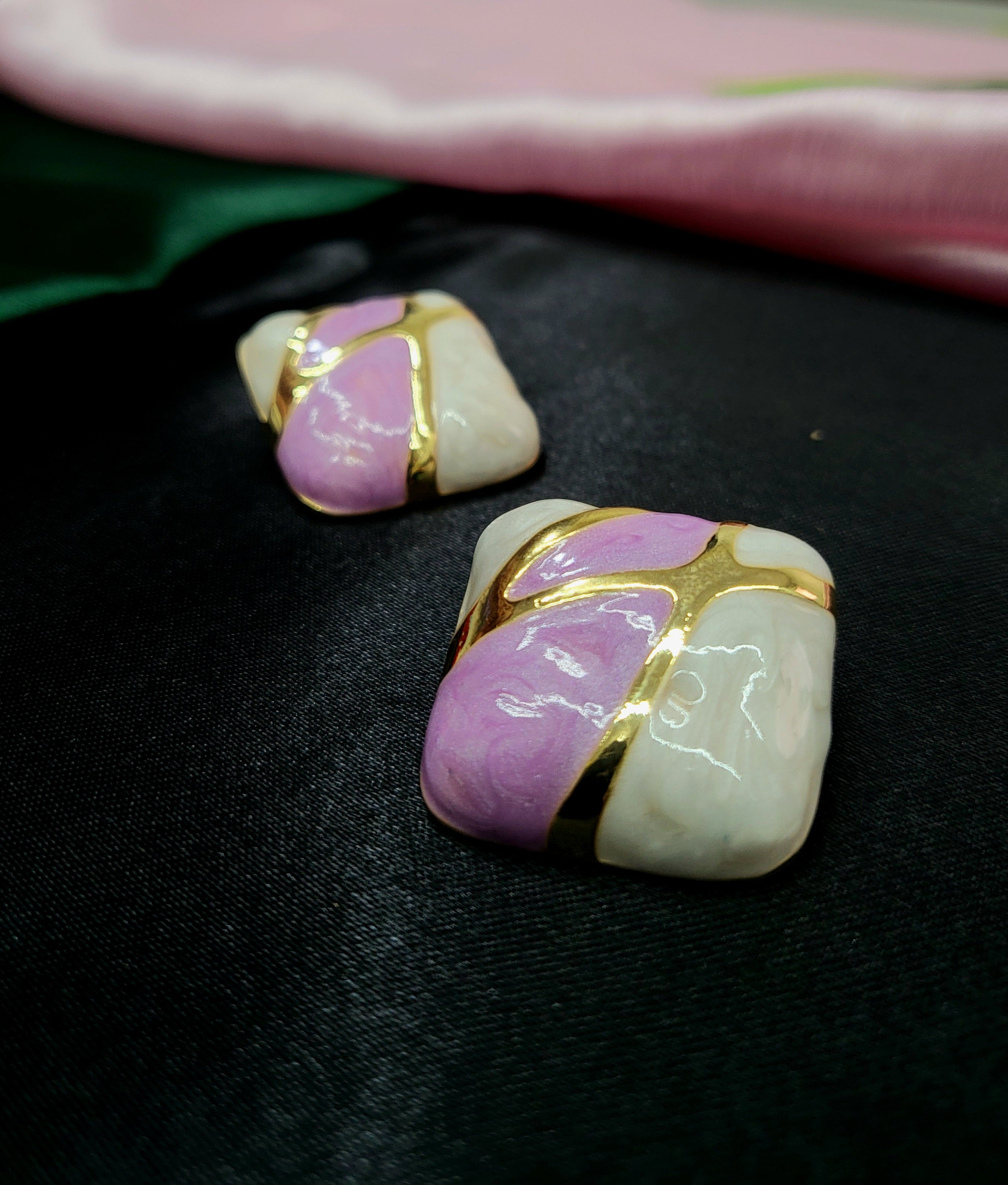 Verde Mosaic Purple Gold-Plated Statement Earrings