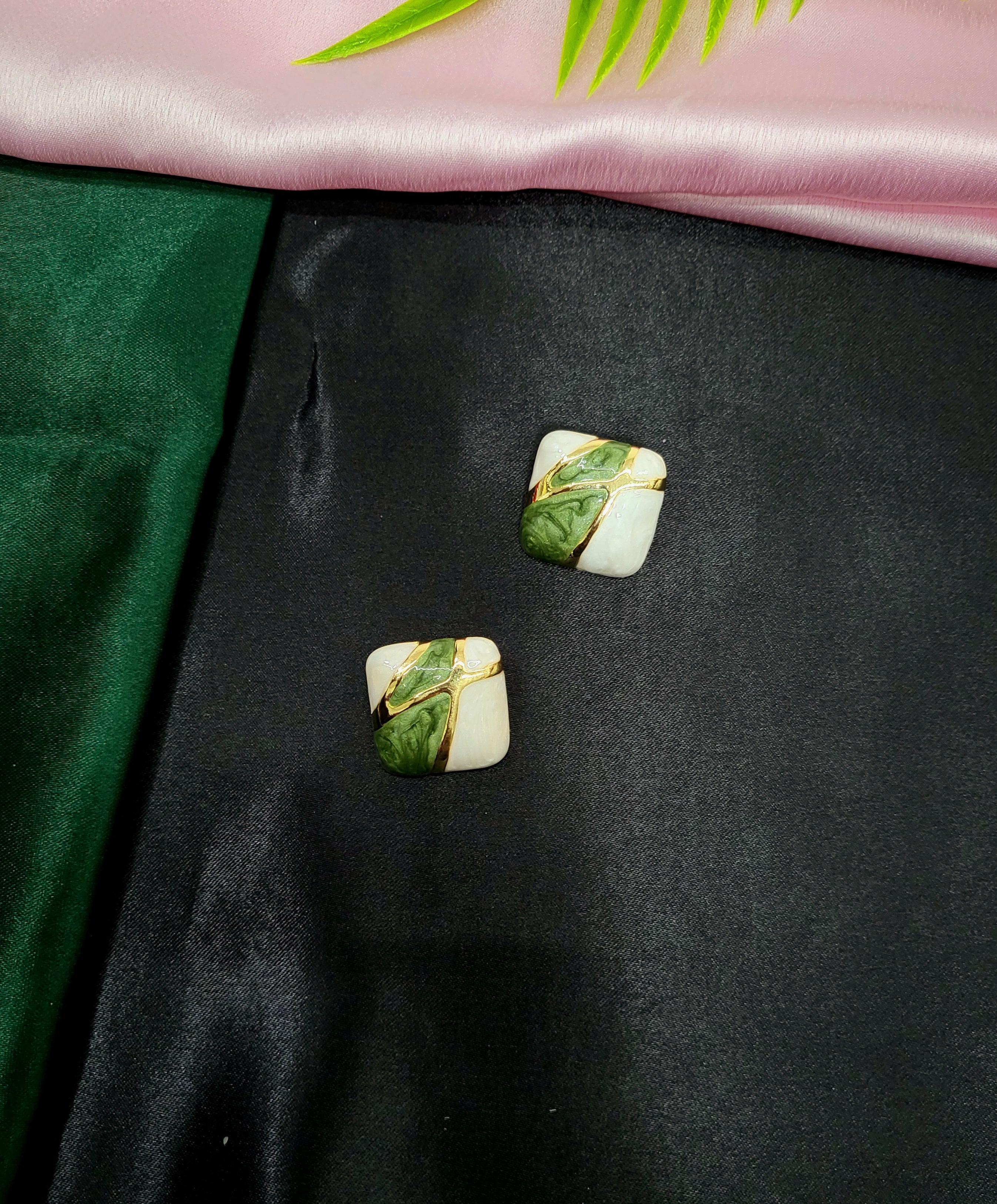 Verde Mosaic Gold-Plated Statement Earrings