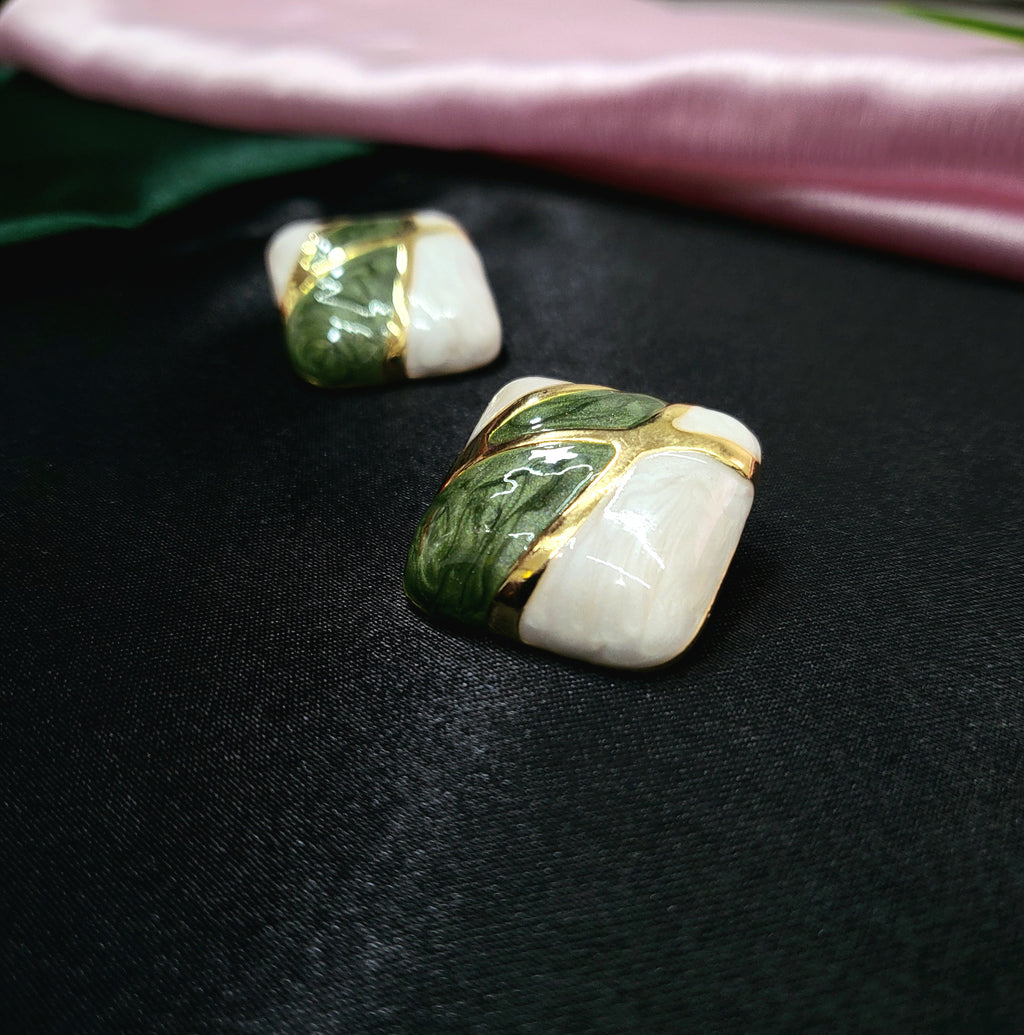 Verde Mosaic Gold-Plated Statement Earrings
