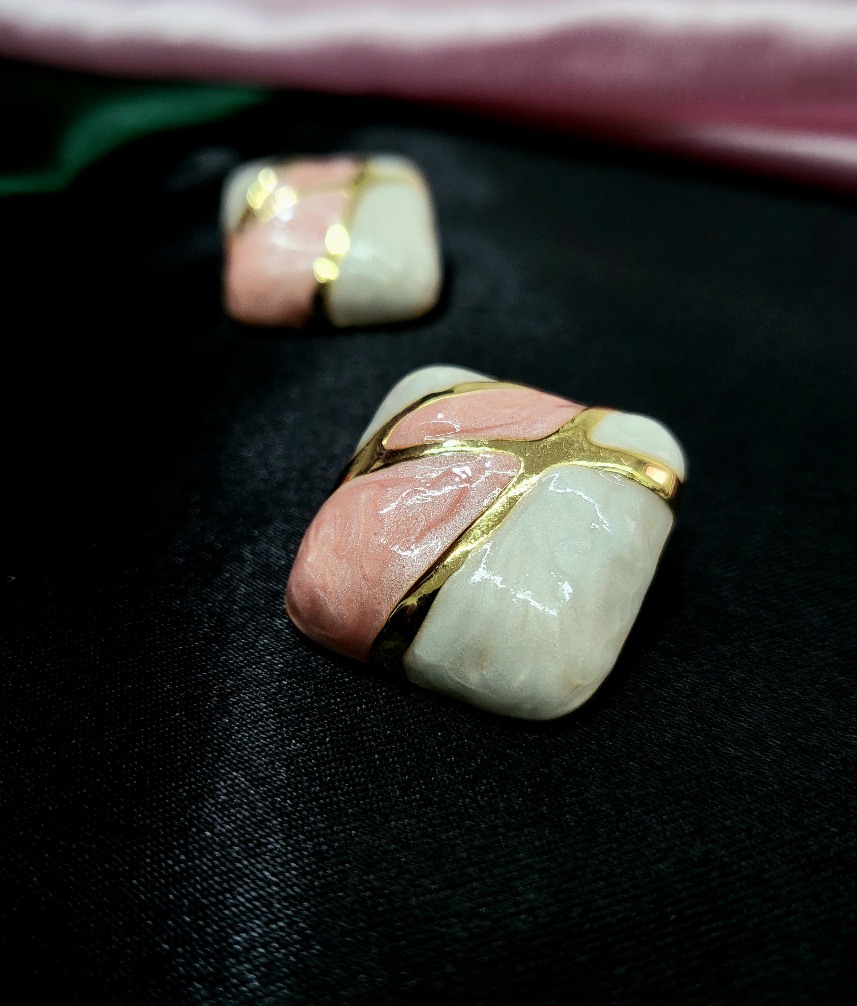 Verde Mosaic Pink Gold-Plated Statement Earrings