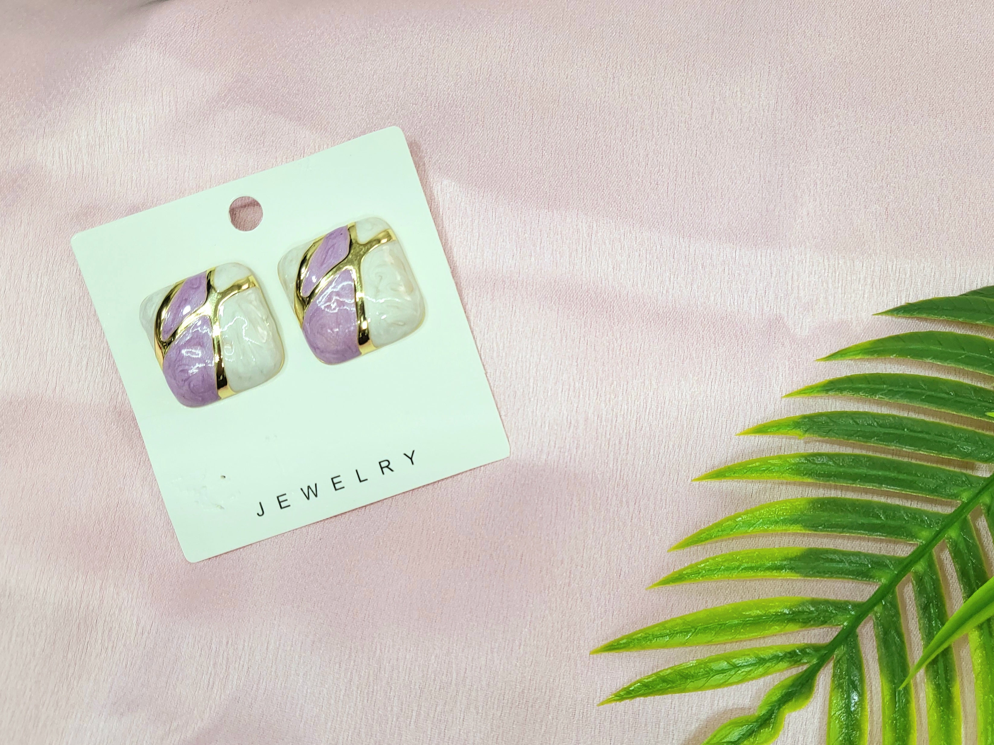 Verde Mosaic Purple Gold-Plated Statement Earrings