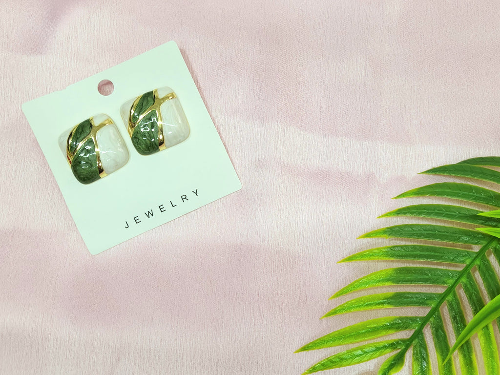 Verde Mosaic Gold-Plated Statement Earrings