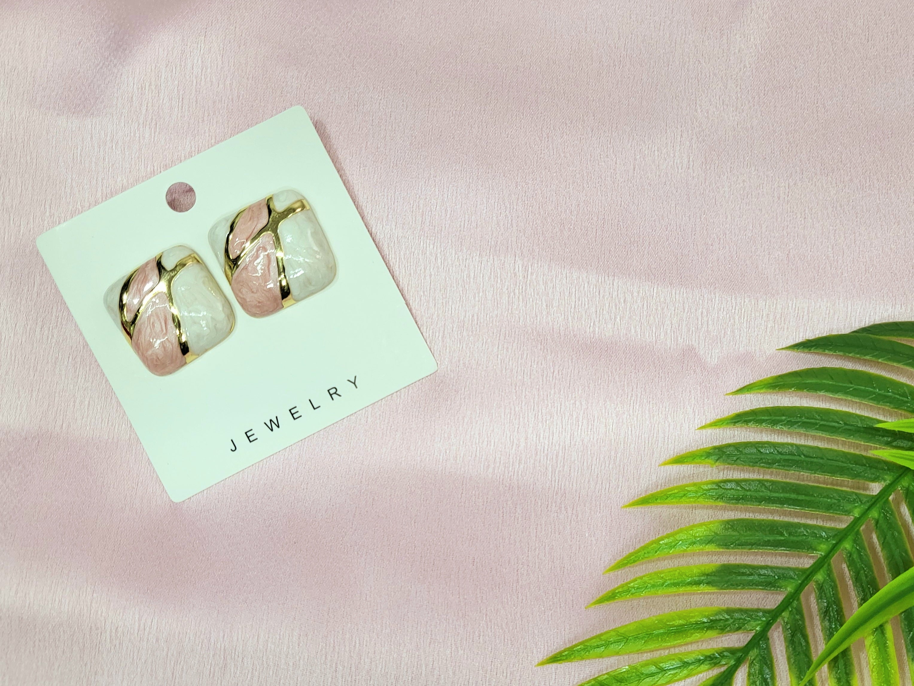 Verde Mosaic Pink Gold-Plated Statement Earrings