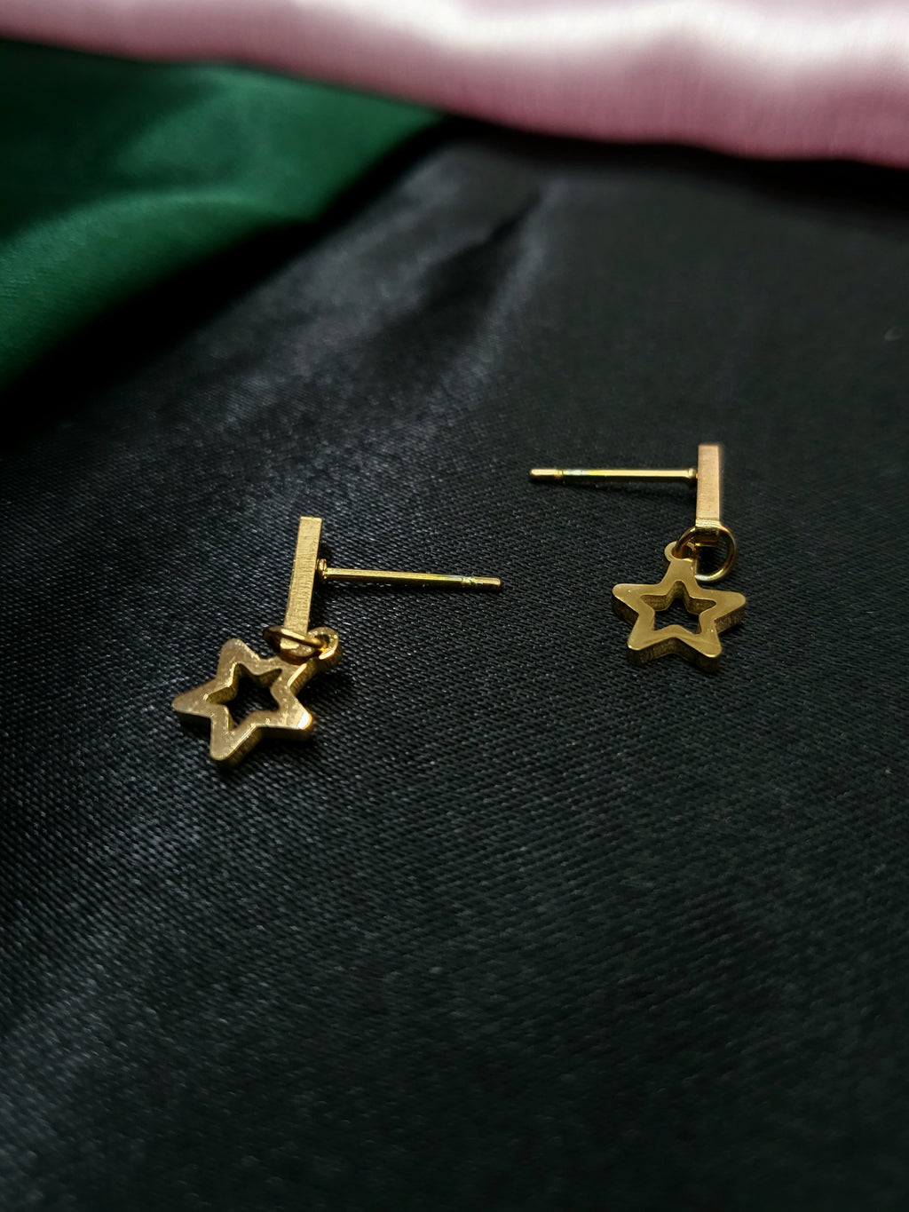 Stellar Rose Gold Star Charm Hoop Earrings