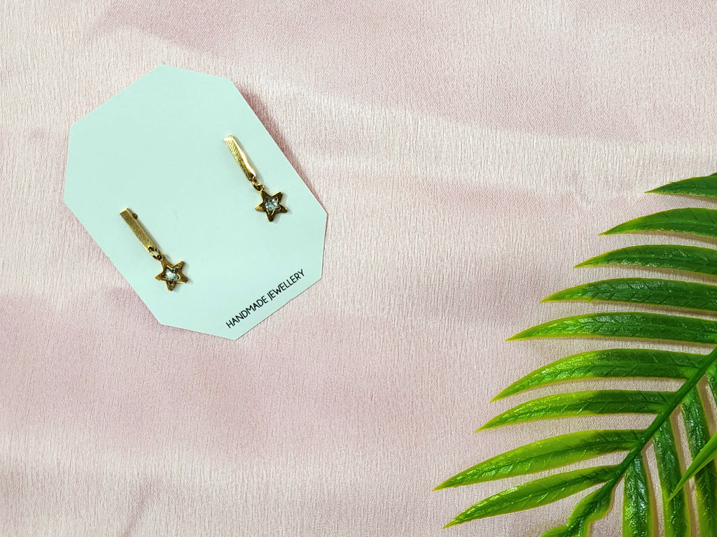 Stellar Rose Gold Crystal Star Drop Earrings