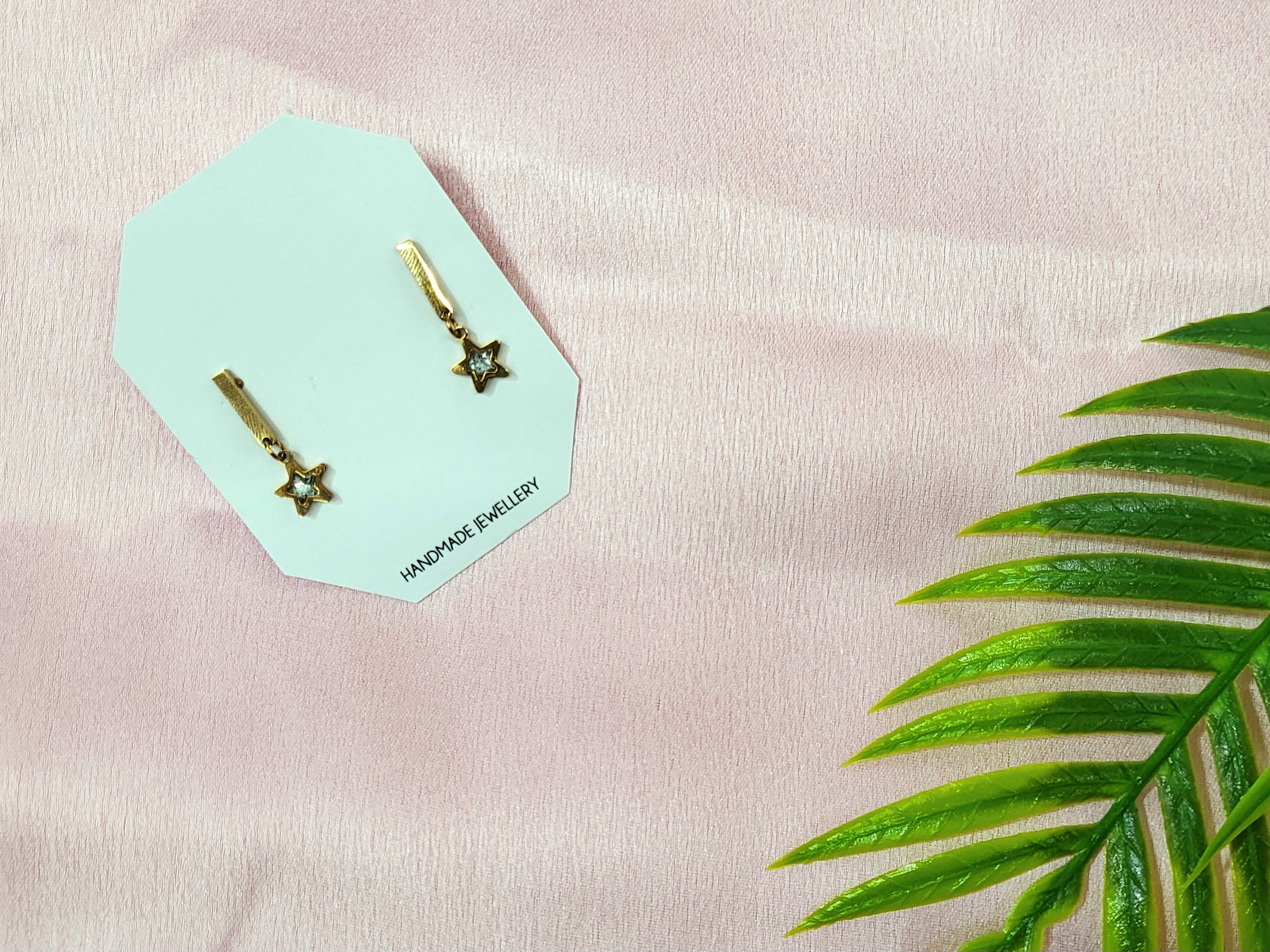 Stellar Rose Gold Crystal Star Drop Earrings