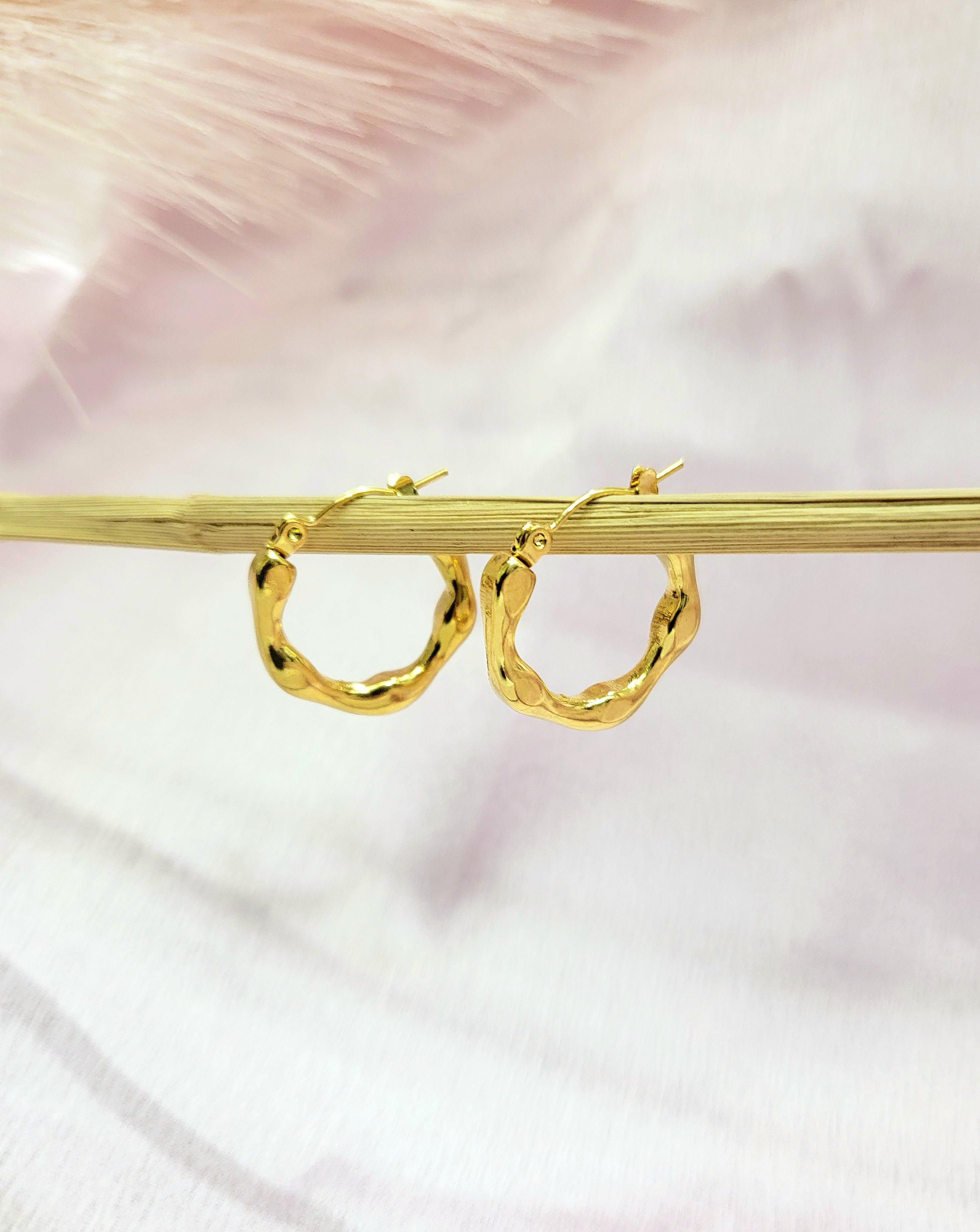 Elara Pinched Gold Hoops