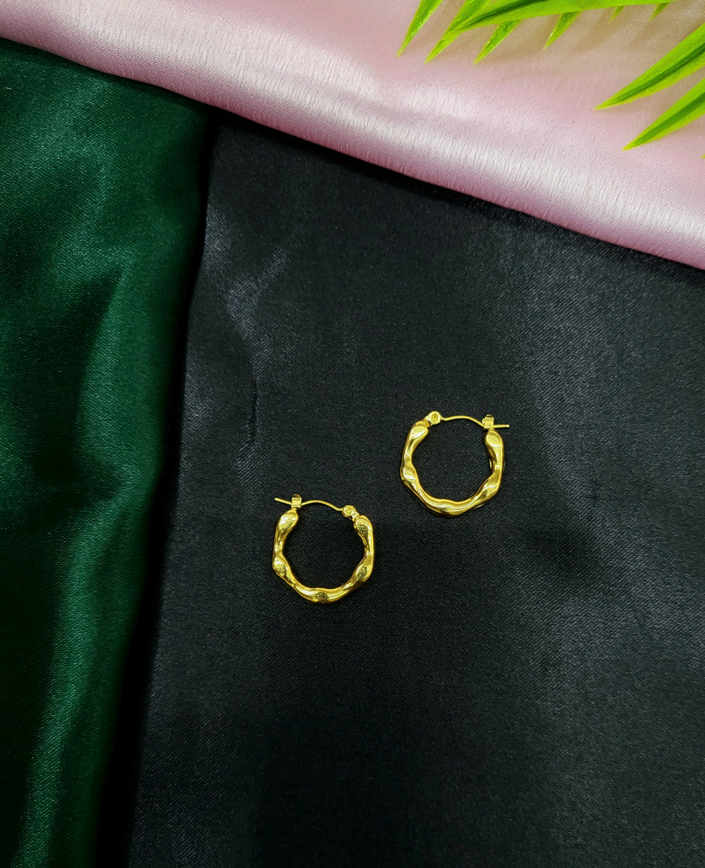 Elara Pinched Gold Hoops