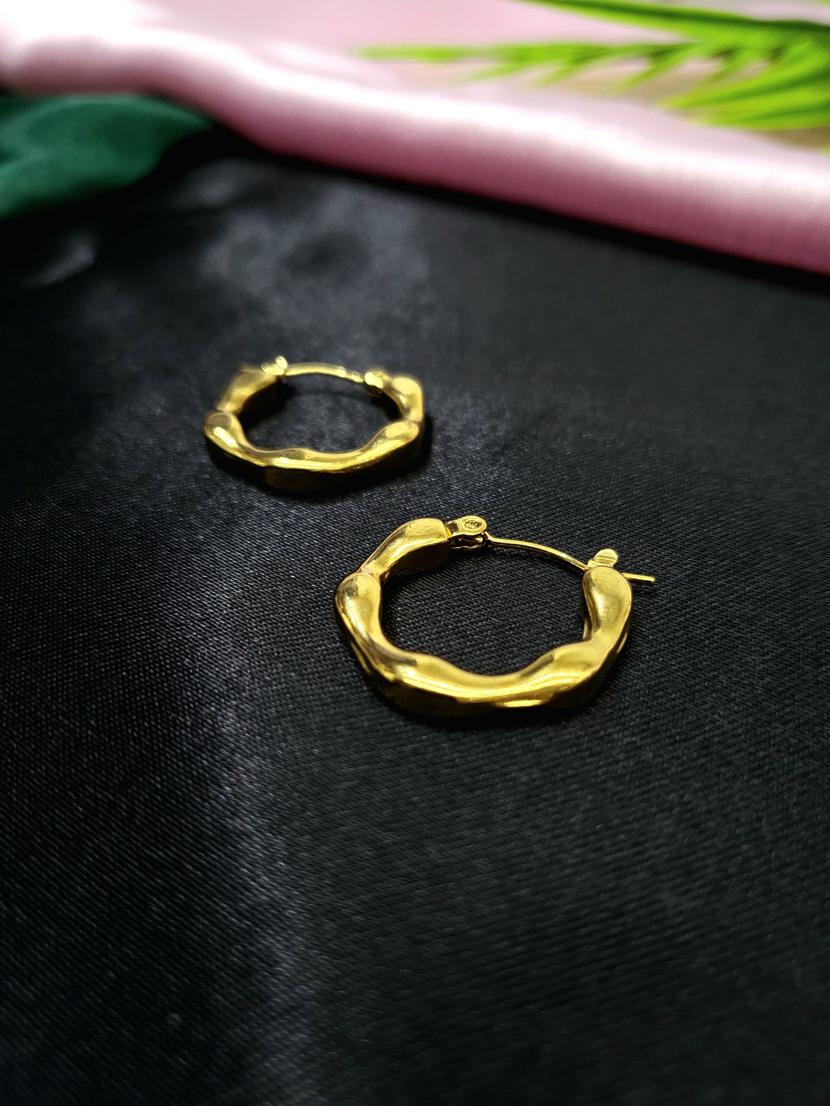 Elara Pinched Gold Hoops