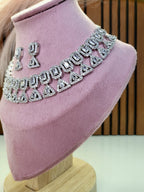 Elowen White Luxury Necklace Set with Earrings | Diamond Finish Bridal Jewellery