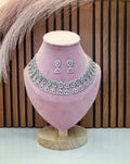 Elowen Sea Green Luxury Necklace Set with Earrings | Diamond Finish Bridal Jewellery