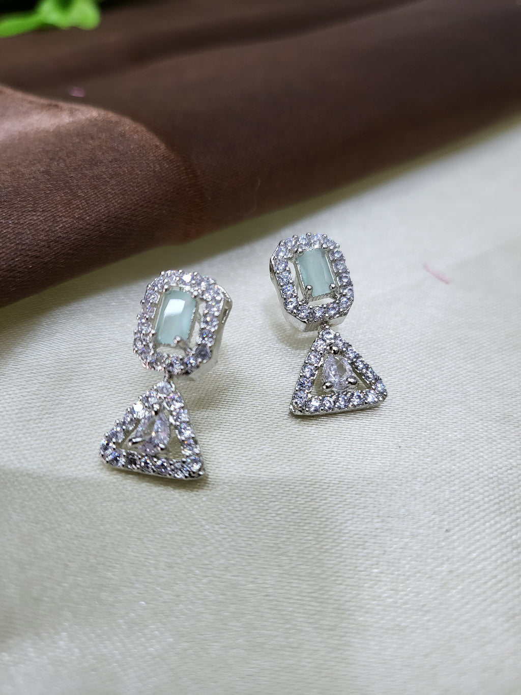 Elowen Sea Green Luxury Necklace Set with Earrings | Diamond Finish Bridal Jewellery