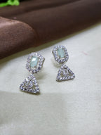 Elowen Sea Green Luxury Necklace Set with Earrings | Diamond Finish Bridal Jewellery