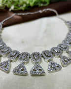 Elowen White Luxury Necklace Set with Earrings | Diamond Finish Bridal Jewellery