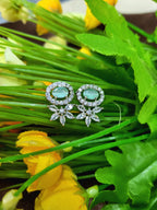 Seraphine Sea Green Necklace Set with Earrings | Diamond Finish Bridal Jewellery