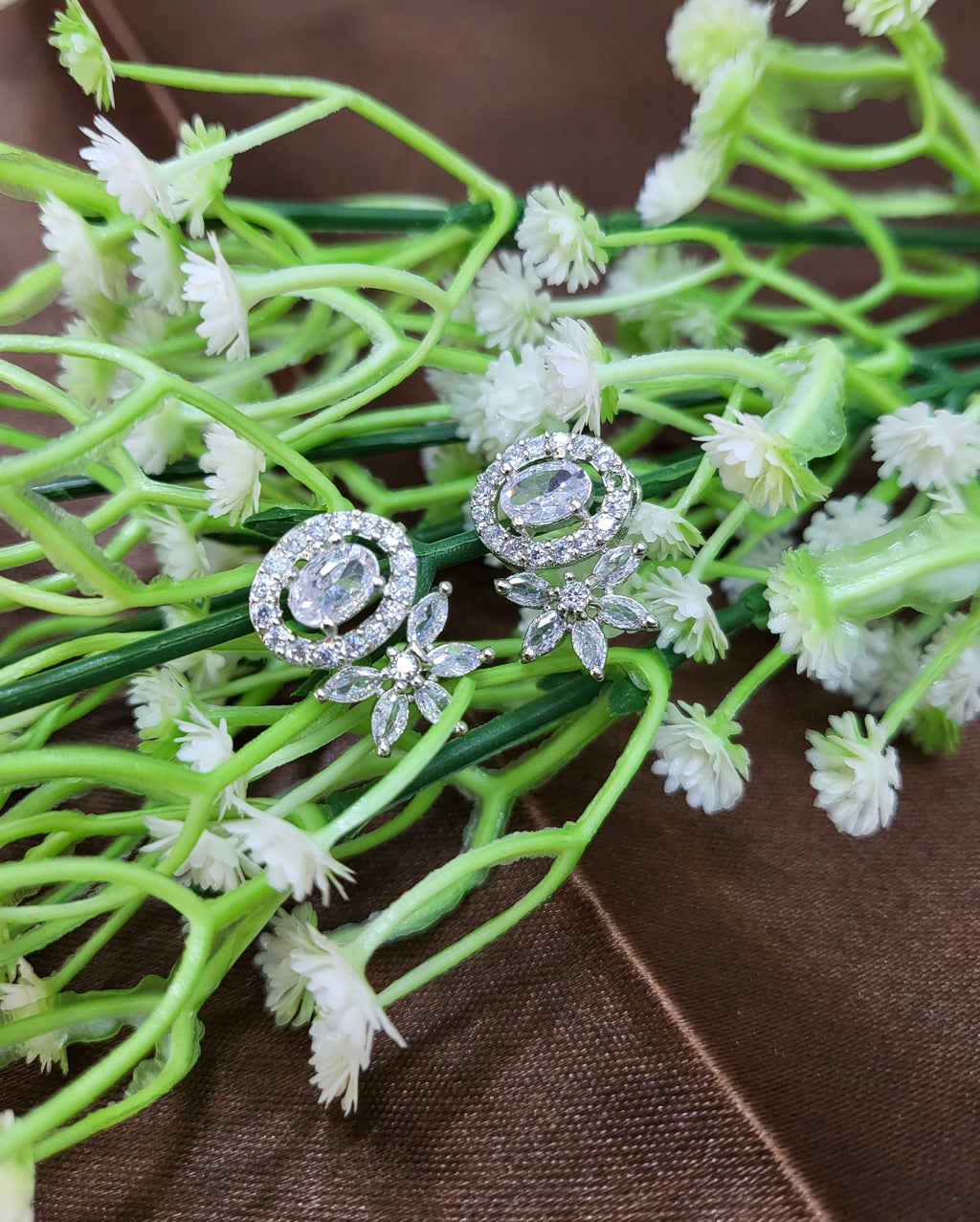 Seraphine White Necklace Set with Earrings | Diamond Finish Bridal Jewellery