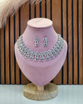 Royal White Diamond Finish Statement Necklace Set with Earrings | Bridal & Wedding Jewellery