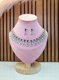 Royal Ruby Red Diamond Finish Statement Necklace Set with Earrings | Bridal & Wedding Jewellery