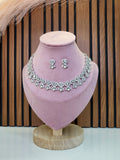 Avielle White Diamond Finish Minimal Necklace Set with Earrings