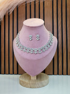 Avielle White Diamond Finish Minimal Necklace Set with Earrings